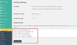 Update Services multiple service URLs sending a XML-RPC ping each time you create or update a post
