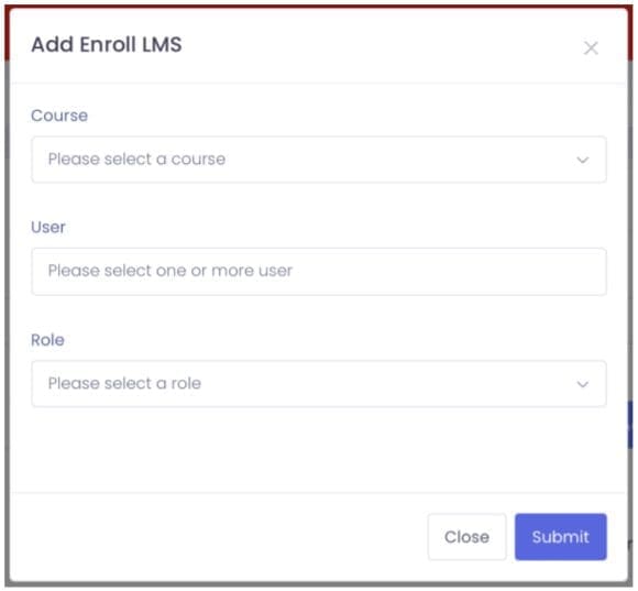 Isi kolom “Course”, “User”, dan “Role” sesuai dengan kebutuhan. Kemudian klik tombol “Submit”