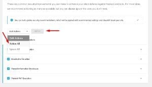 Bulk recommendation action