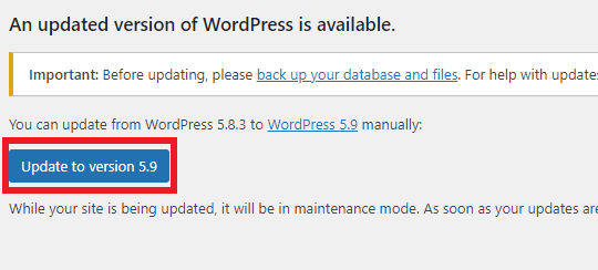 update wordpress update wordpress