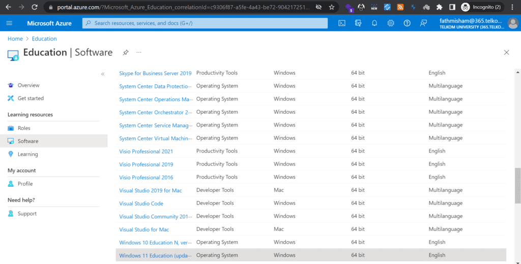software download microsoft di azure dev tools