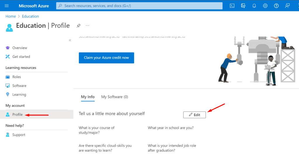 update profile azure