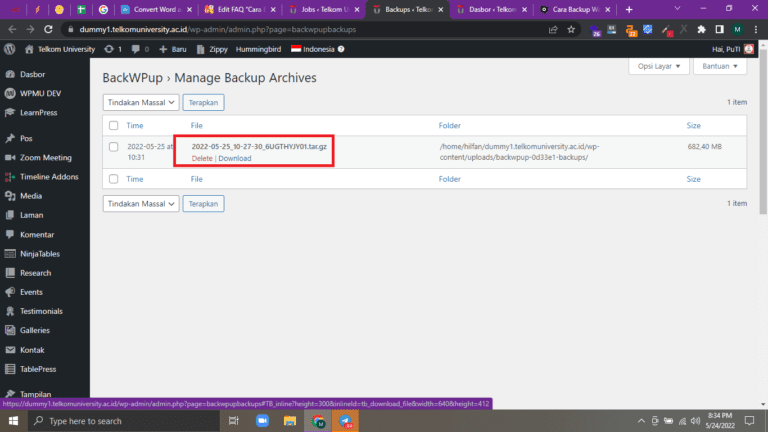 Cara backup wordpress
