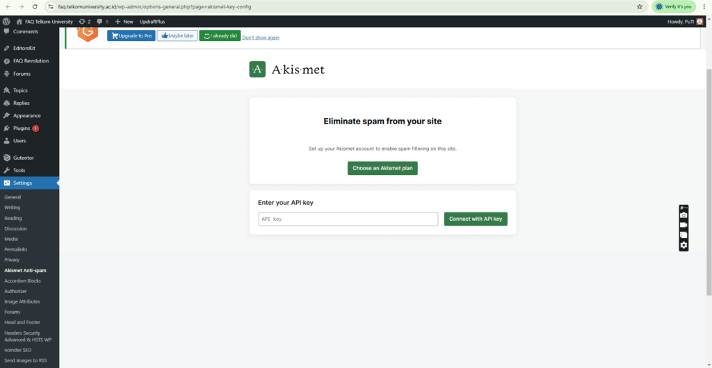 Cara Menggunakan Plugin Akismet Anti Spam Free Version